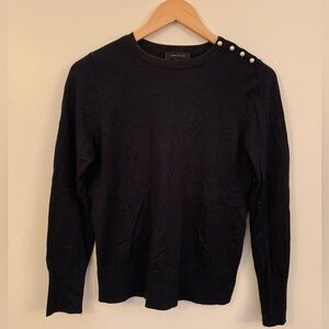 Ann Taylor Black Sweater With Pearls on Shoulder Size  Medium